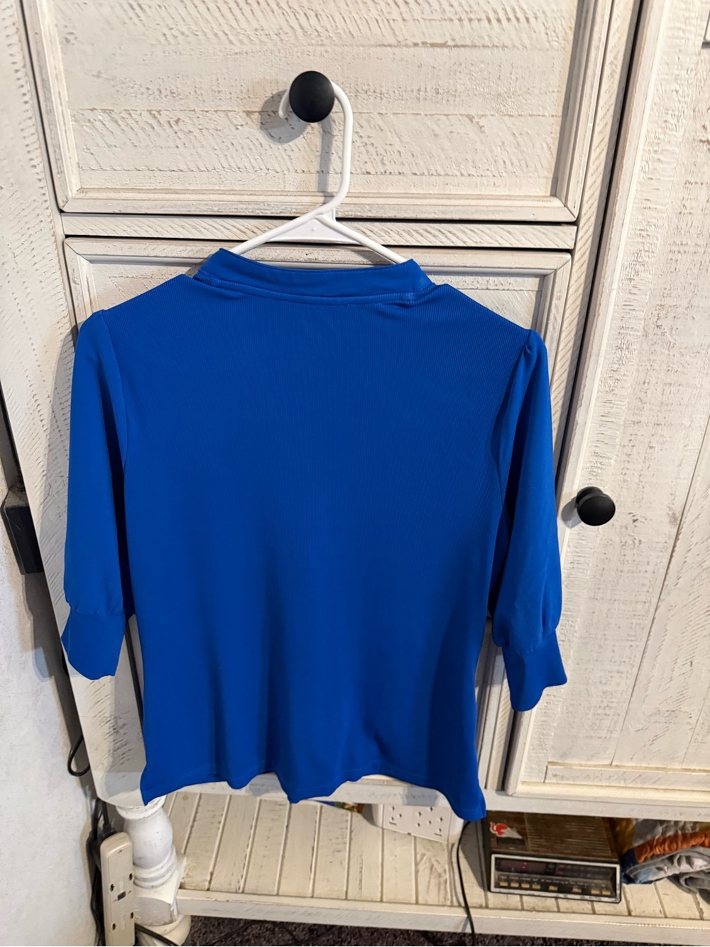Landau Royal Blue Mock-Neck Knit Blouse